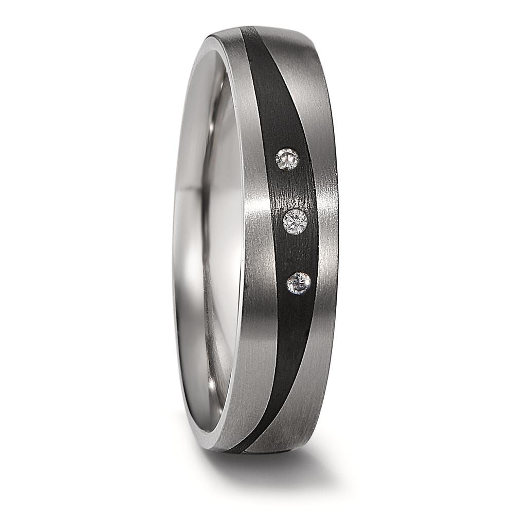 TitanFactory Damen Partnerring Titan, Carbon Diamant 0.03 ct, 3 Steine, w-si von TitanFactory