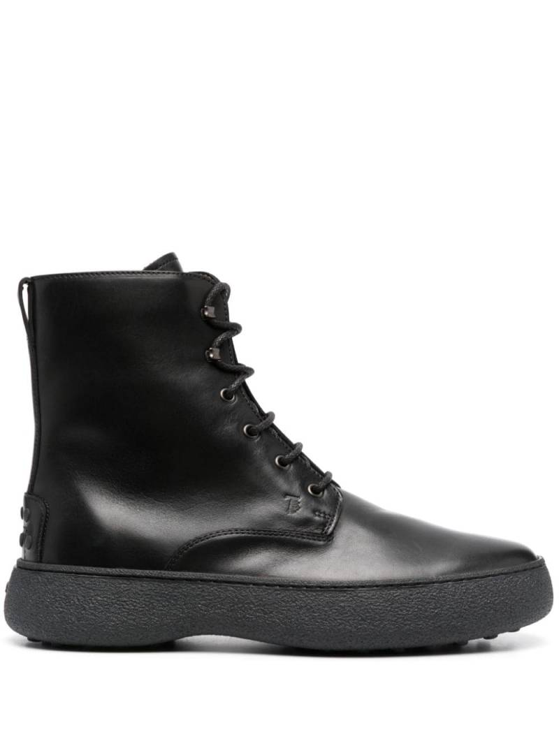 Tod's Montone lace-up leather boots - Black von Tod's