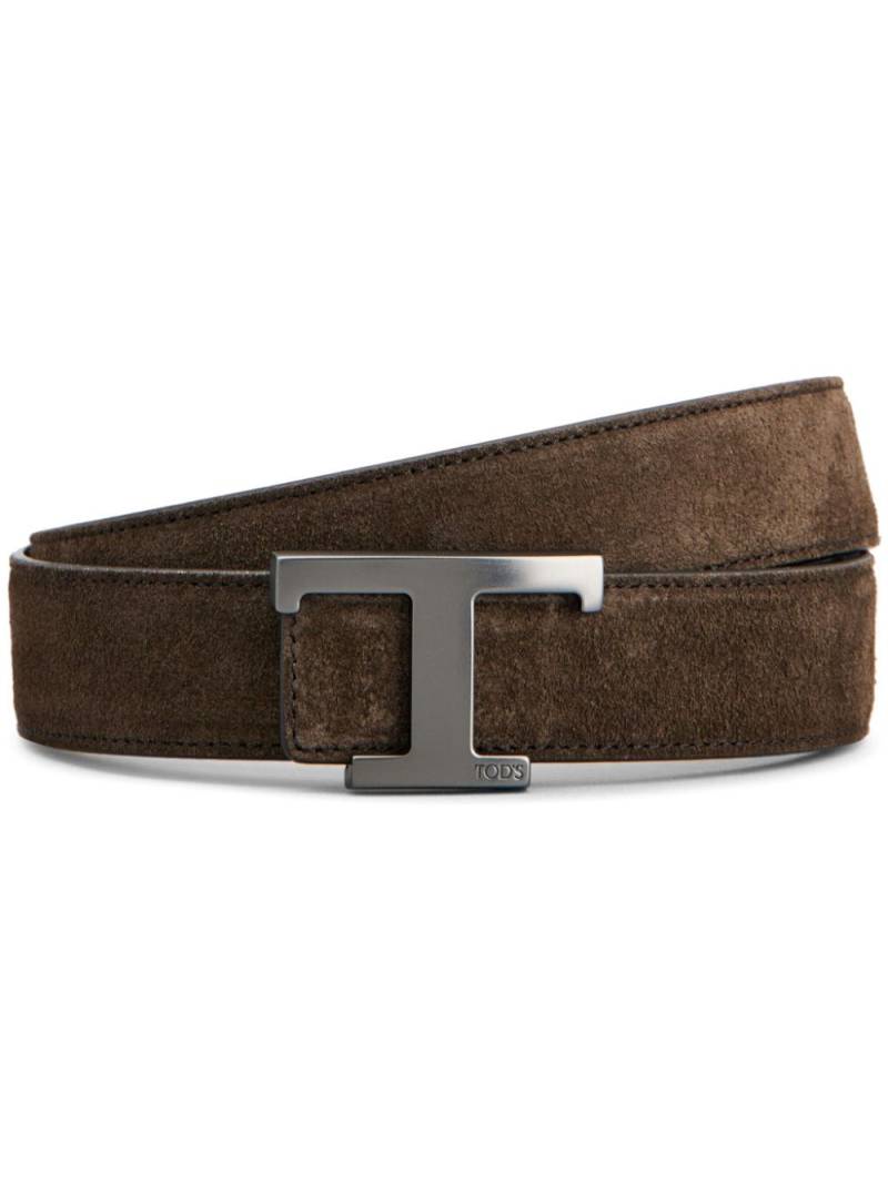 Tod's New T leather reversible belt - Black von Tod's