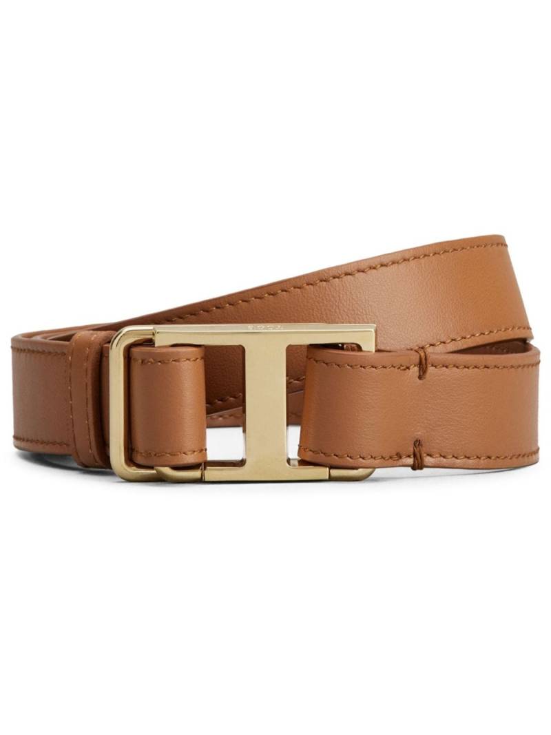 Tod's Timeless T leather belt - Brown von Tod's