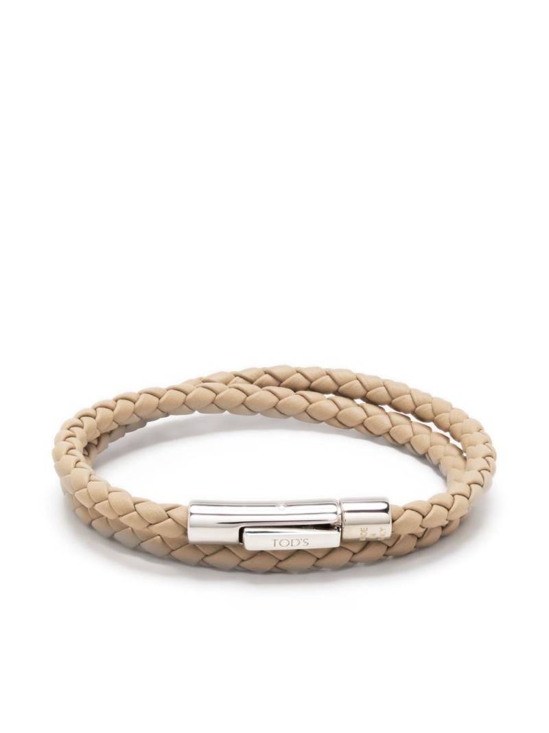 Tod's braided leather bracelet - Neutrals von Tod's