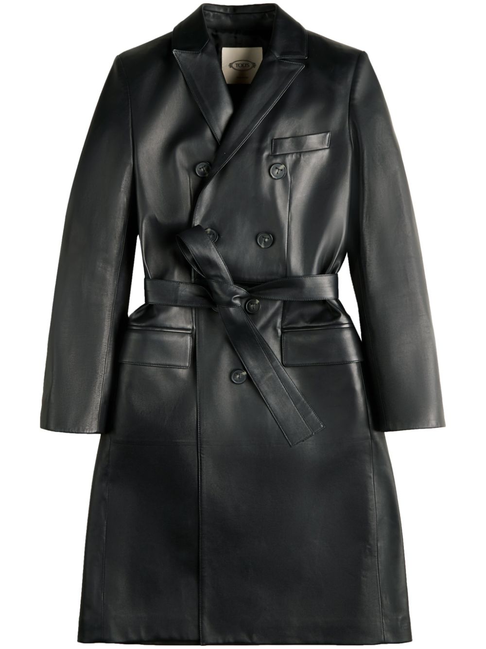 Tod's leather trench coat - Black von Tod's