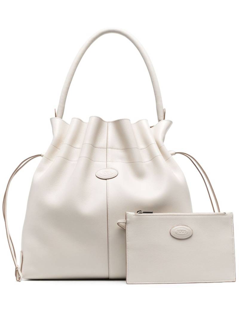 Tod's logo-appliqué leather bucket bag - Neutrals von Tod's