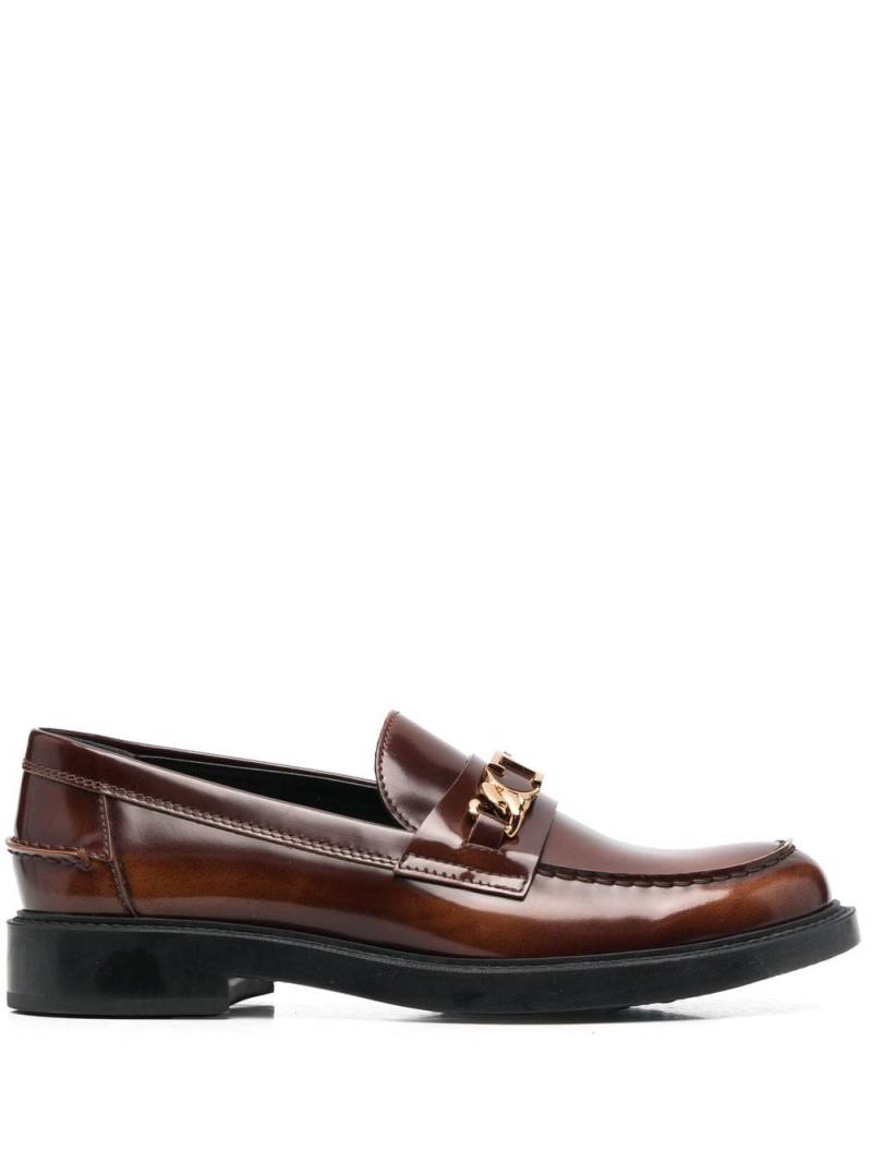 Tod's logo chain-embellished loafers - Brown von Tod's