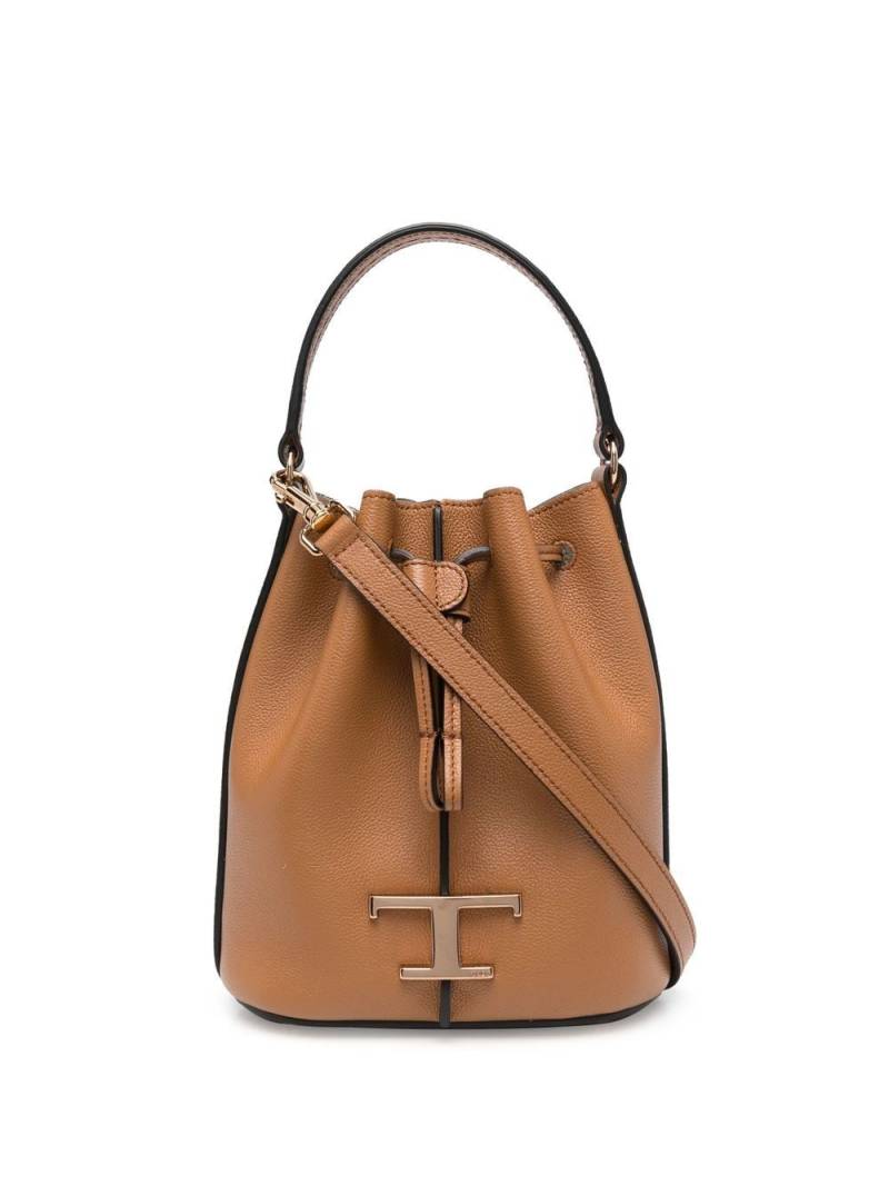 Tod's logo-charm leather bucket bag - Brown von Tod's