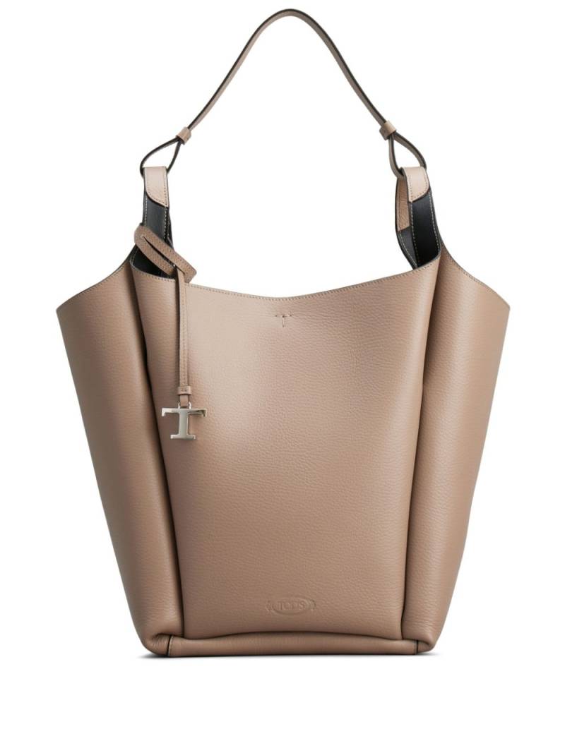 Tod's logo-debossed leather tote bag - Neutrals von Tod's