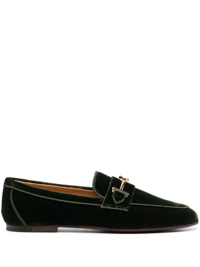 Tod's logo-detail velvet loafers - Green von Tod's