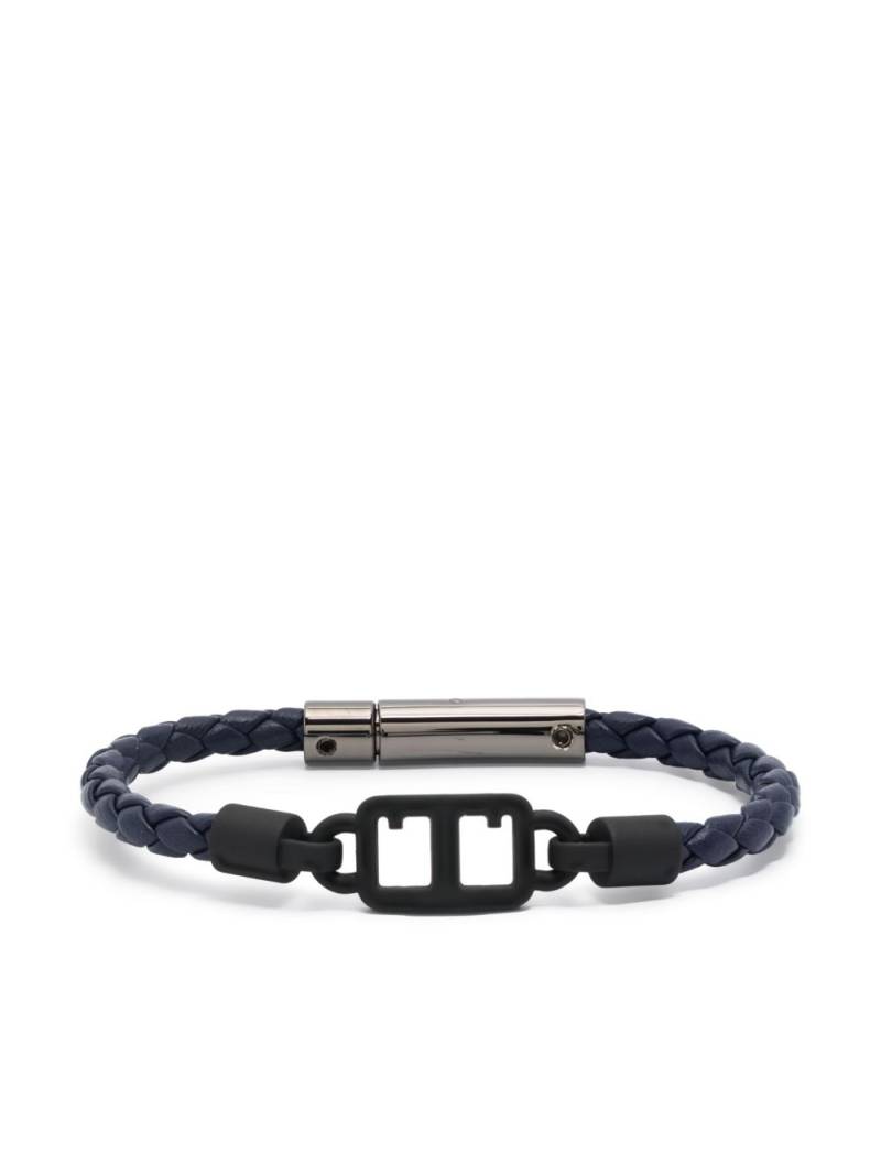 Tod's logo-engraved braided leather bracelet - Blue von Tod's