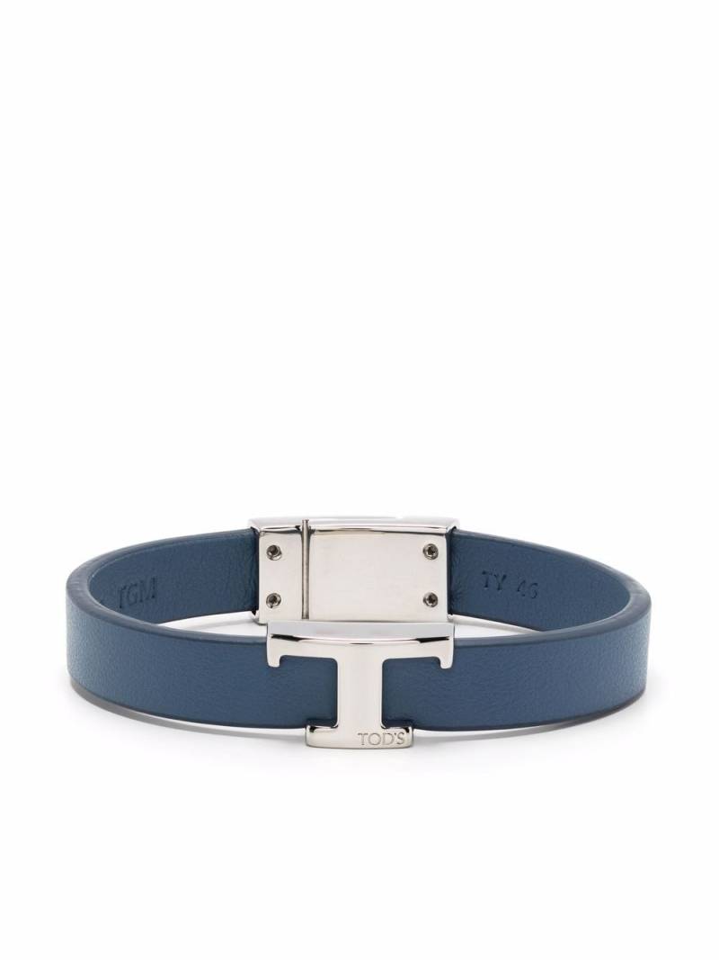 Tod's logo-plaque leather bracelet - Blue von Tod's