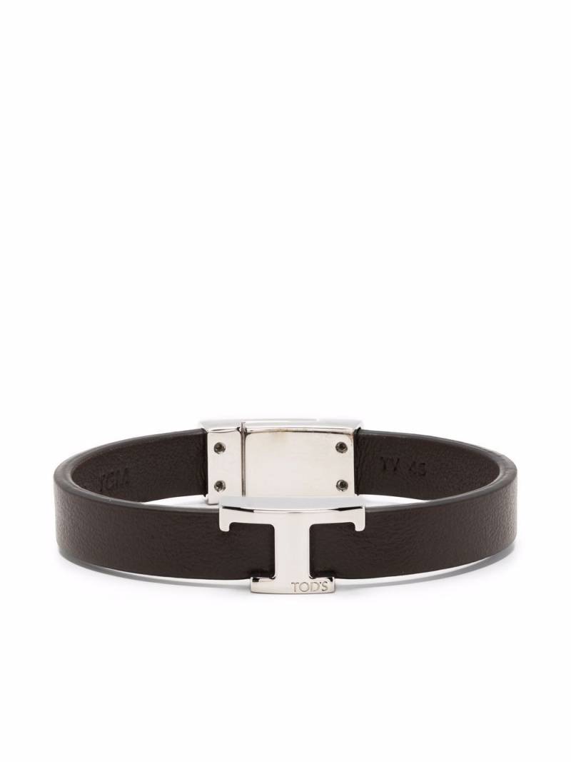 Tod's logo-plaque leather bracelet - Brown von Tod's