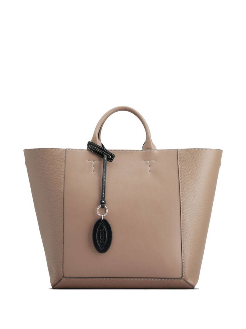 Tod's logo-tag leather tote bag - Neutrals von Tod's