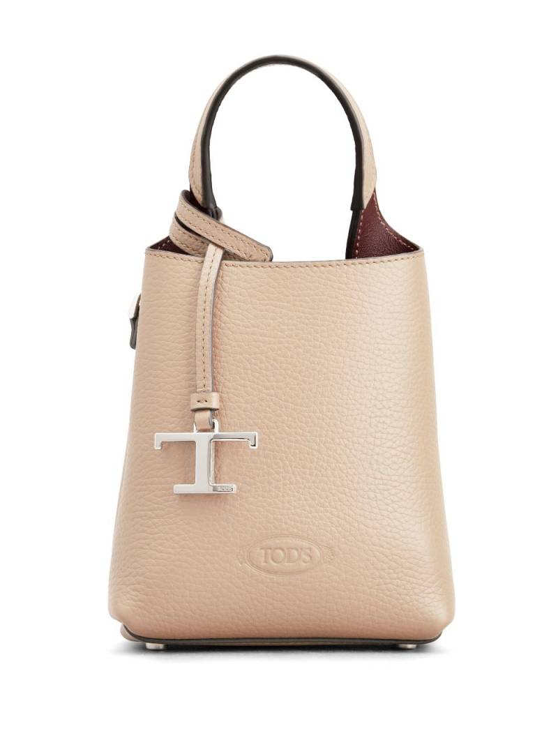 Tod's mini logo-pendant leather bag - Neutrals von Tod's