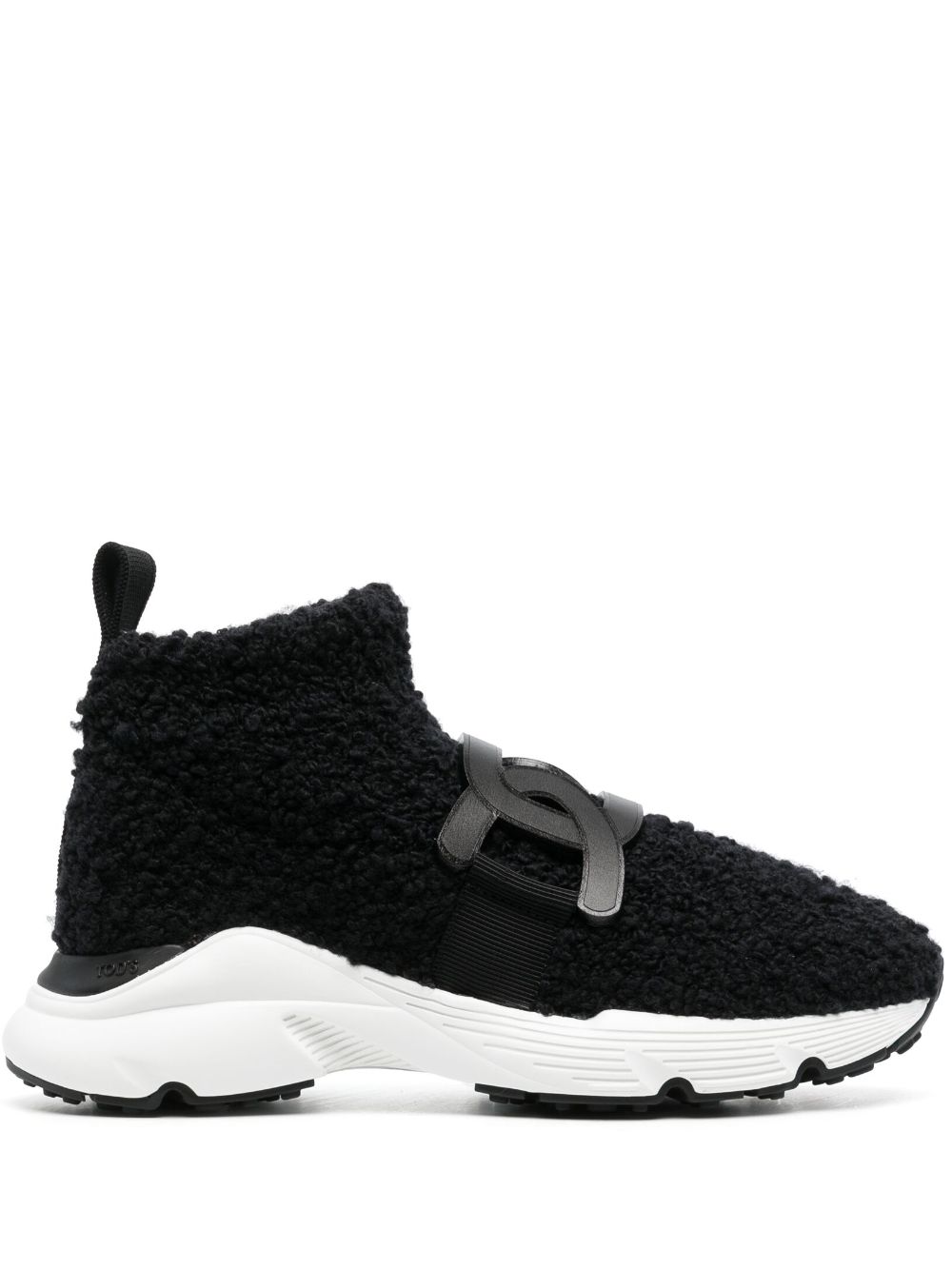 Tod's shearling logo-plaque sneakers - Black von Tod's