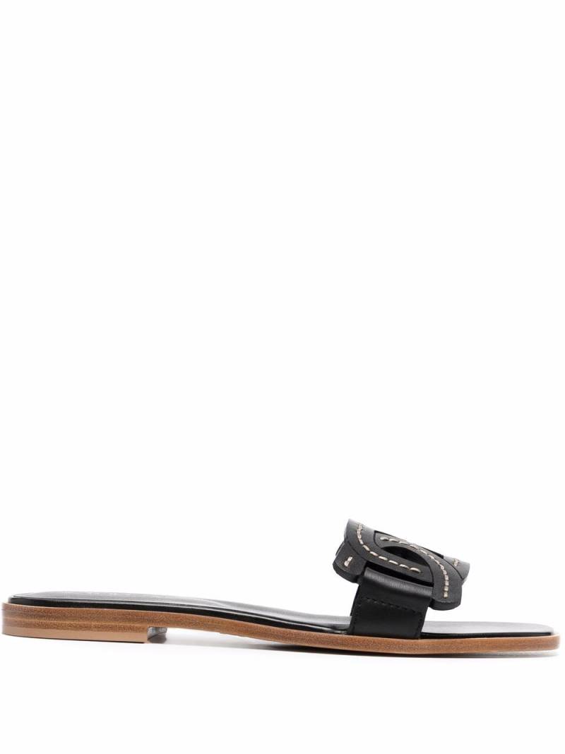 Tod's woven logo slide sandals - Black von Tod's