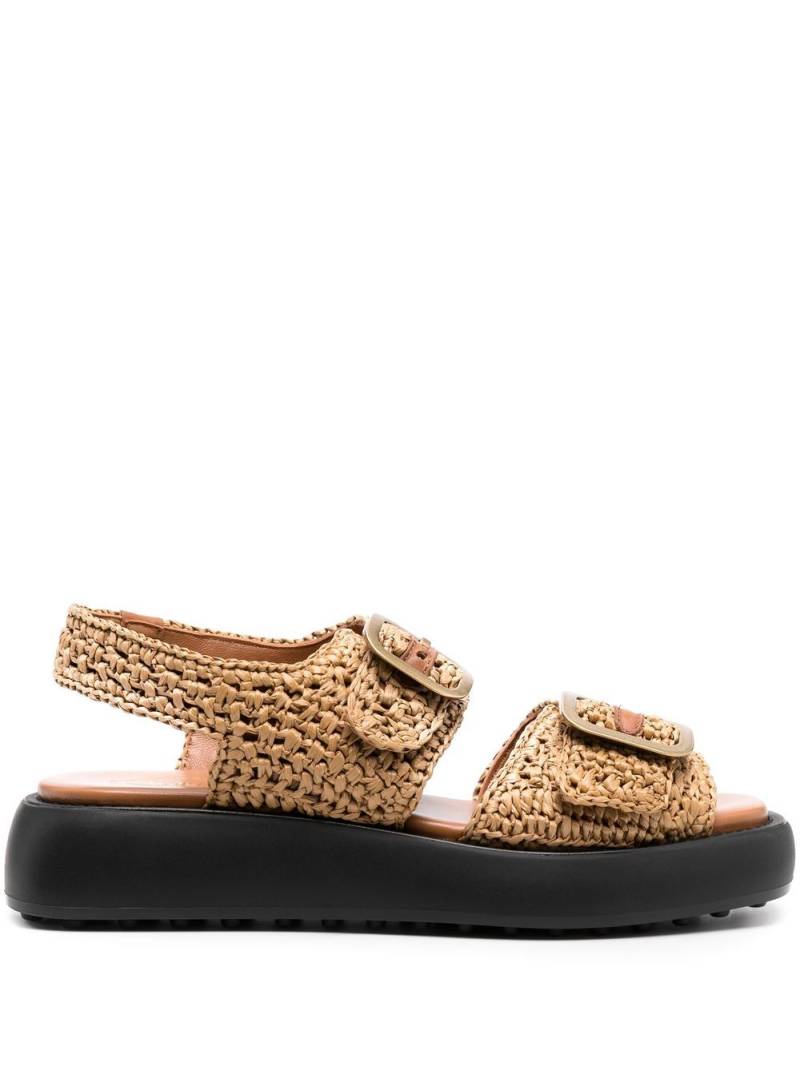 Tod's woven raffia 45mm sandals - Brown von Tod's