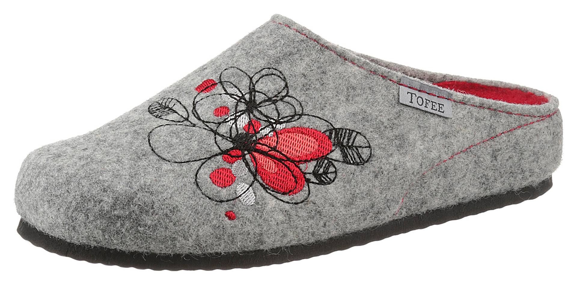 Tofee Pantoffel, mit abstrakter Blumenstickerei von Tofee