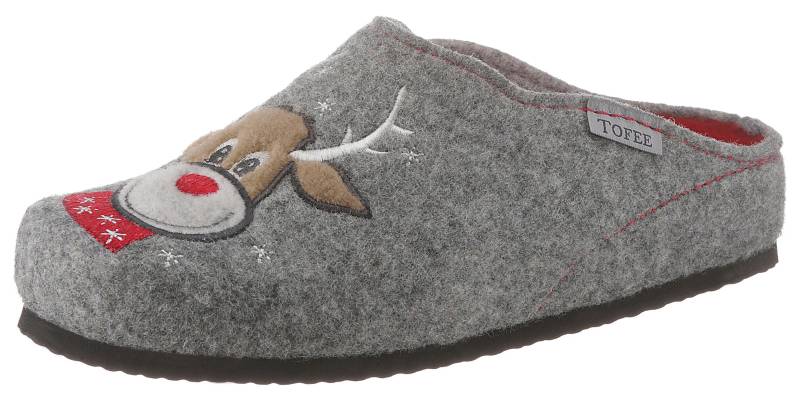 Tofee Pantoffel, mit winterlichem Elch-Motiv von Tofee