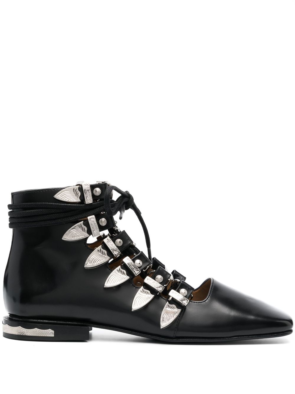 Toga Pulla buckled lace-up leather sandals - Black von Toga Pulla