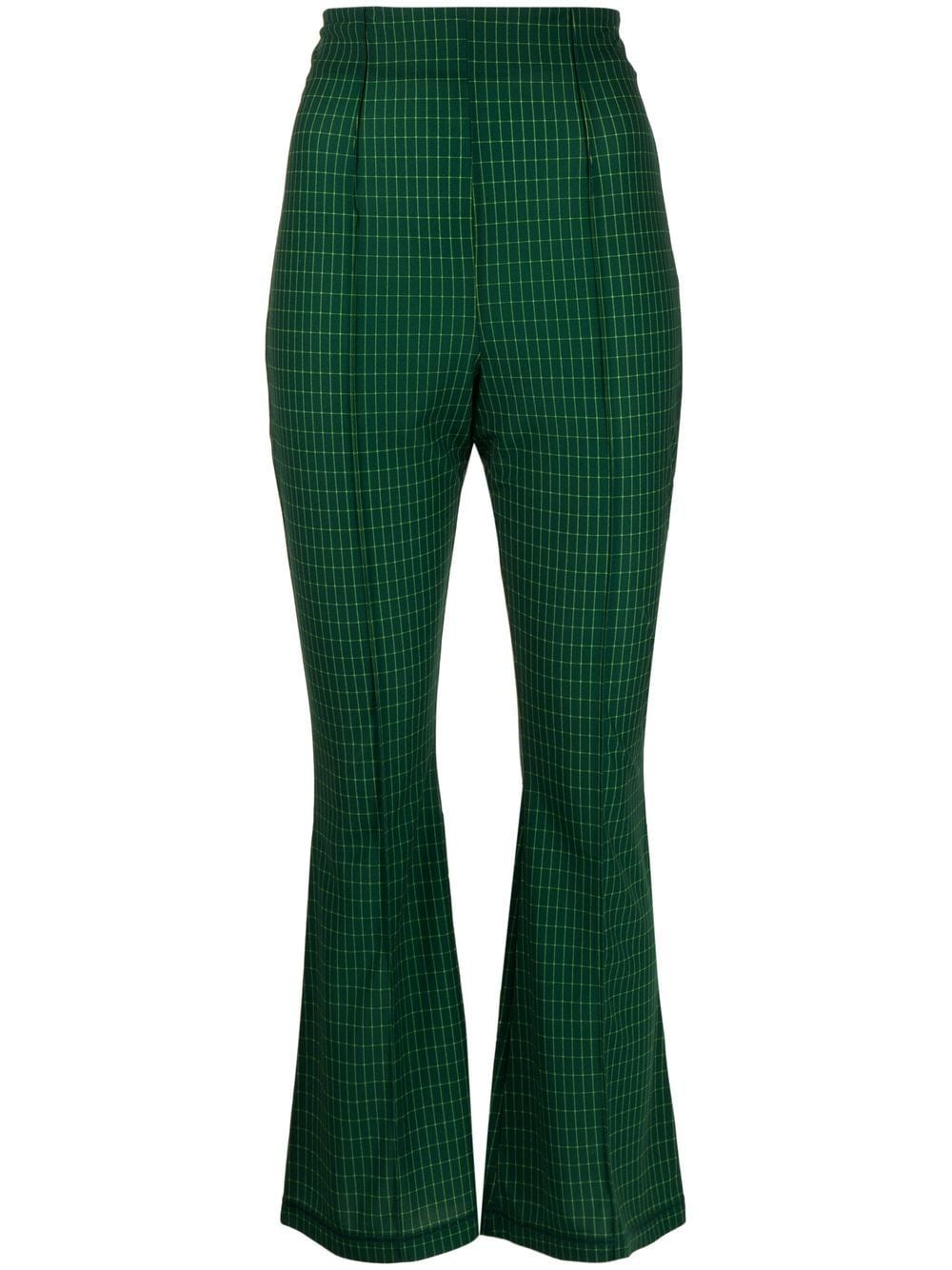 Toga Pulla windowpane-print cropped trousers - Green von Toga Pulla