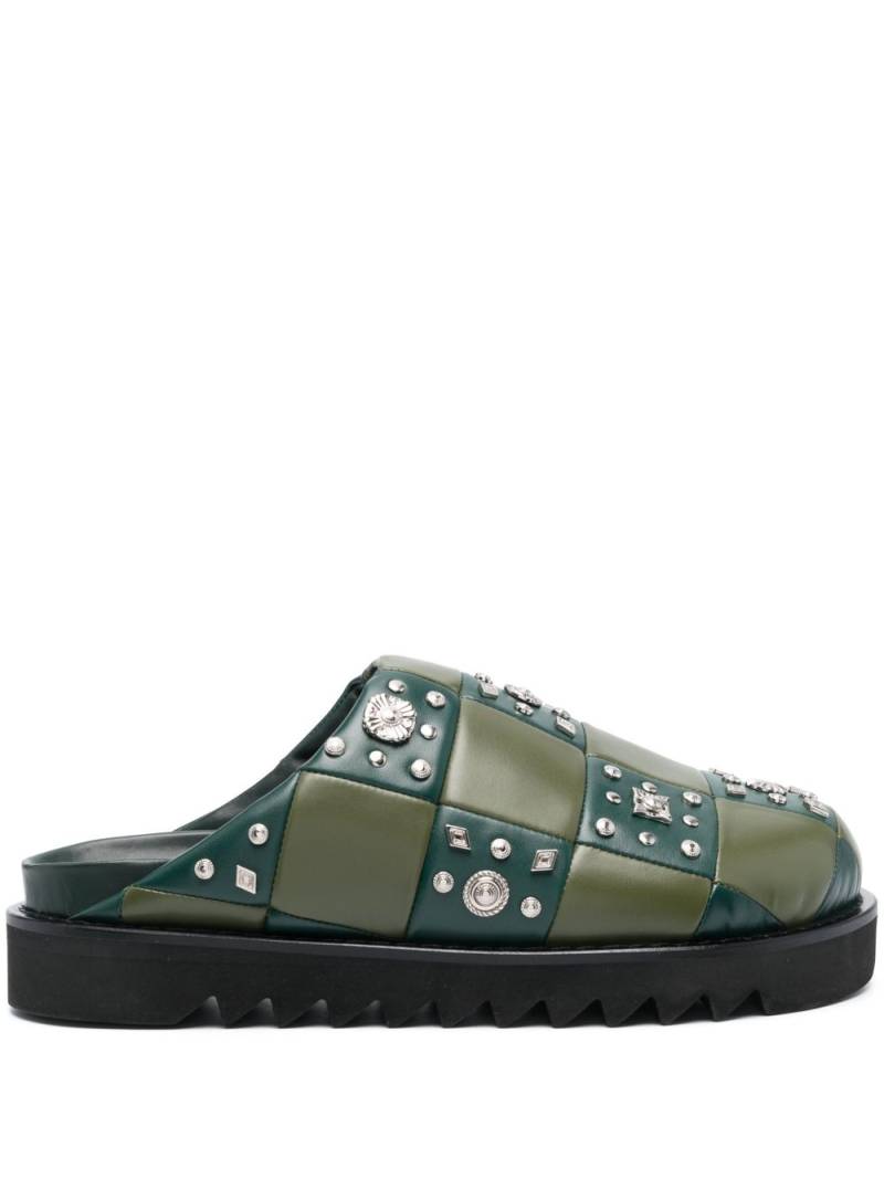 Toga Virilis checkerboard-pattern leather slides - Green von Toga Virilis