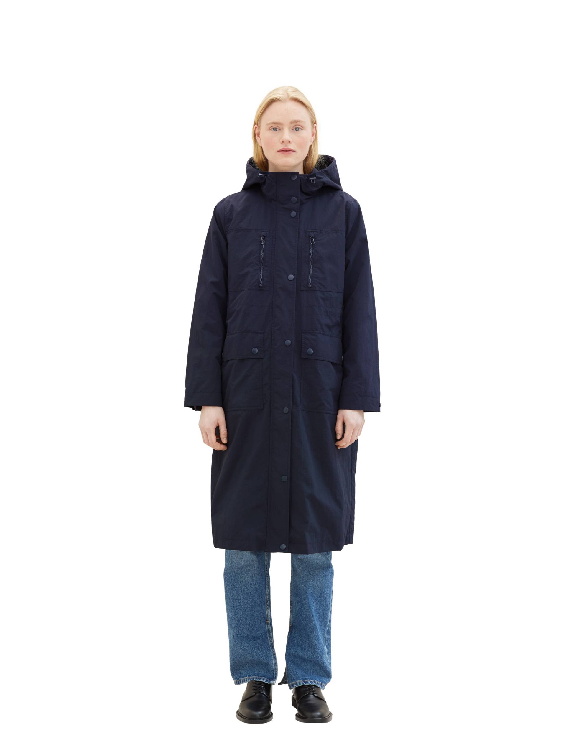 TOM TAILOR Denim Regenjacke, mit Kapuze, mit Kapuze und in extra langer Form von Tom Tailor Denim