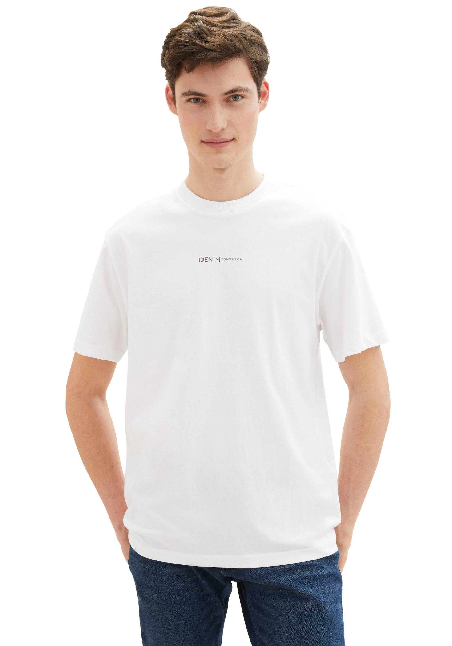 TOM TAILOR Denim Rundhalsshirt, mit Logo-Print und aus reiner Baumwolle TOM TAILOR Denim Rundhalsshirt, mit Logo-Print und aus reiner Baumwolle von Tom Tailor Denim