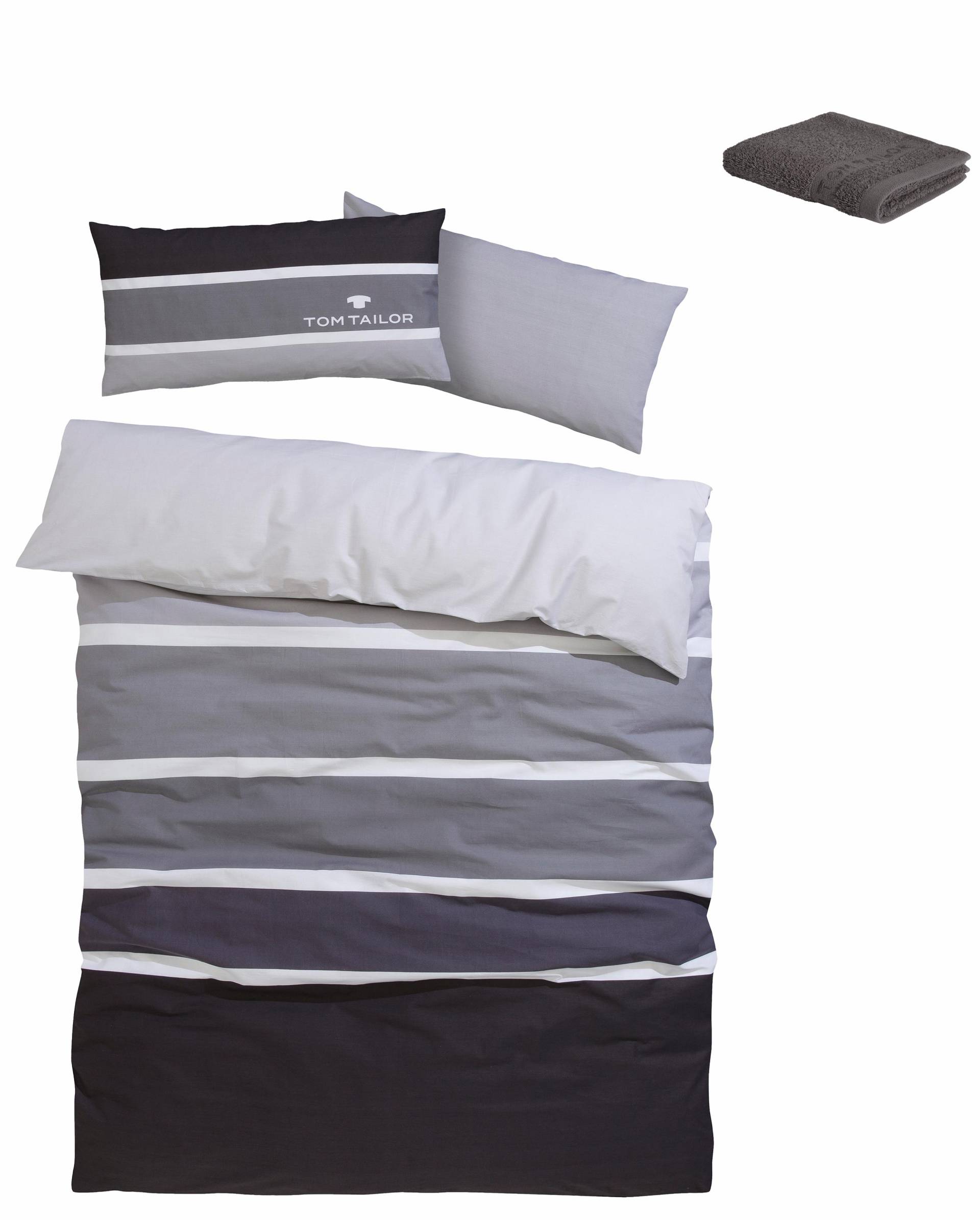 TOM TAILOR HOME Bettwäsche »Felix in Gr. 135x200 oder 155x220 cm«, (3 tlg.), mit GRATIS-Zugabe: Gästehandtuch, mit Reissverschluss von TOM TAILOR HOME