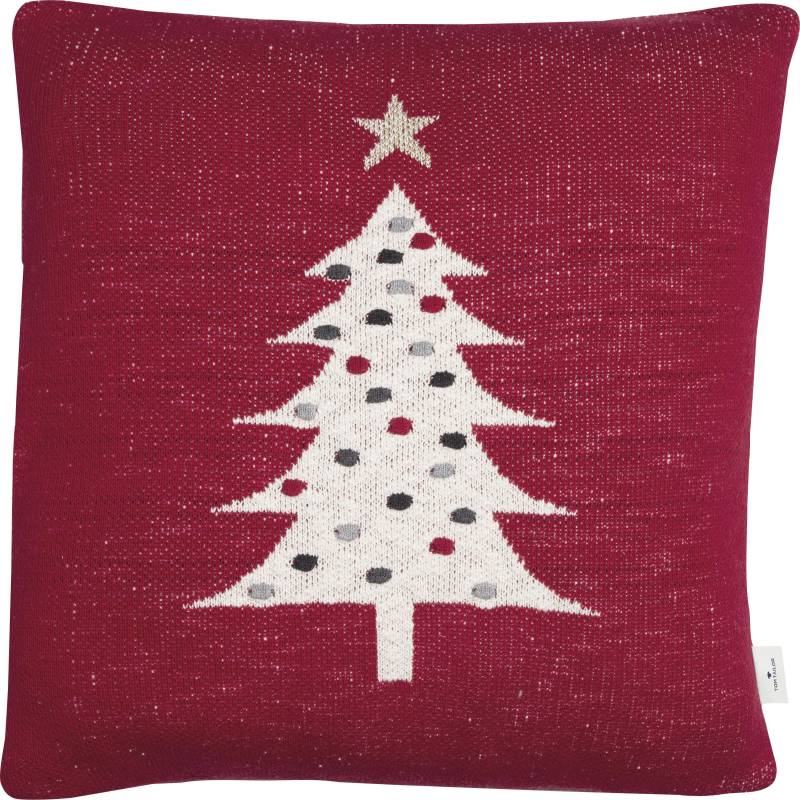 TOM TAILOR HOME Dekokissen »Knitted Red Tree«, Gestrickte Kissenhülle ohne Füllung mit Weihnachtsbaum-Motiv, 1 Stück von TOM TAILOR HOME