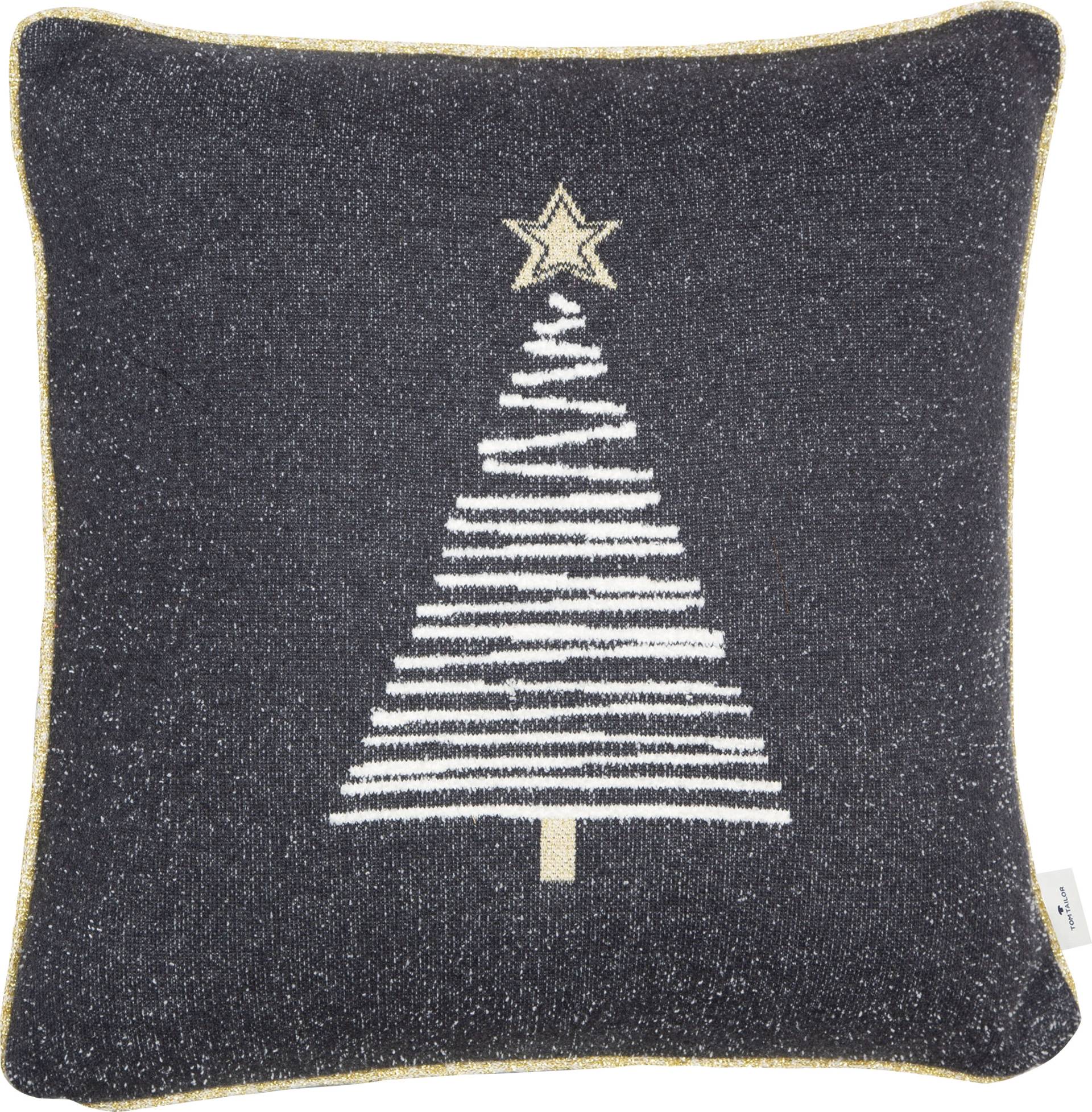 TOM TAILOR HOME Dekokissen »Knitted Shiny Tree«, Gestrickte Kissenhülle ohne füllung mit Weihnachtsbaum-Motiv, 1 Stück von TOM TAILOR HOME