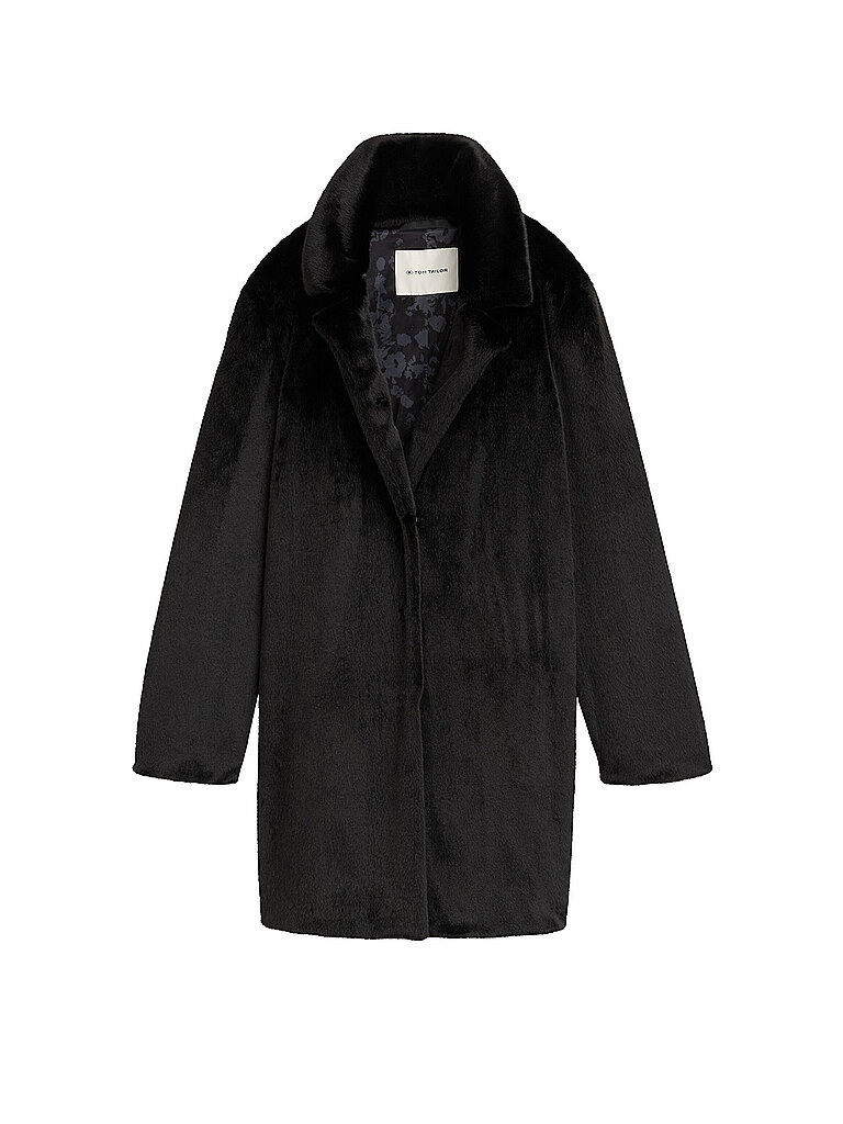 TOM TAILOR Mantel in Felloptik schwarz | M TOM TAILOR Mantel in Felloptik schwarz | M von Tom Tailor