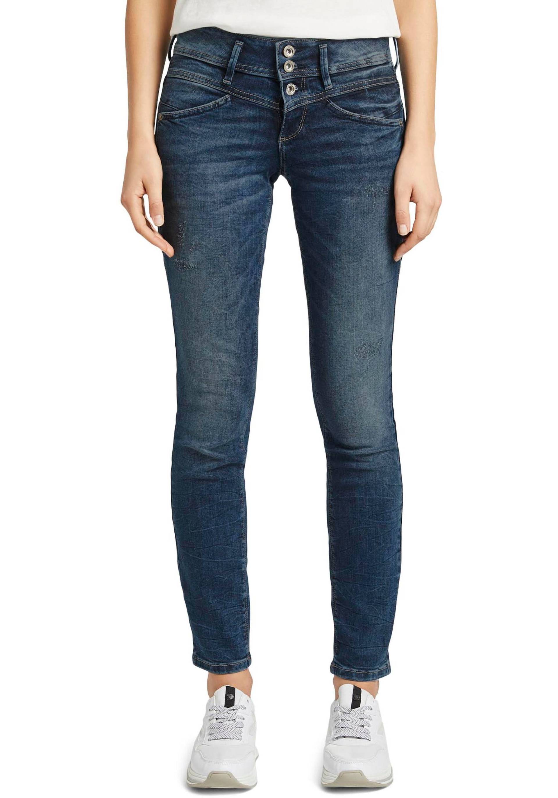 TOM TAILOR Slim-fit-Jeans »Alexa Slim«, mit Knopfleiste und dekorativ gesteppter Passe von TOM TAILOR