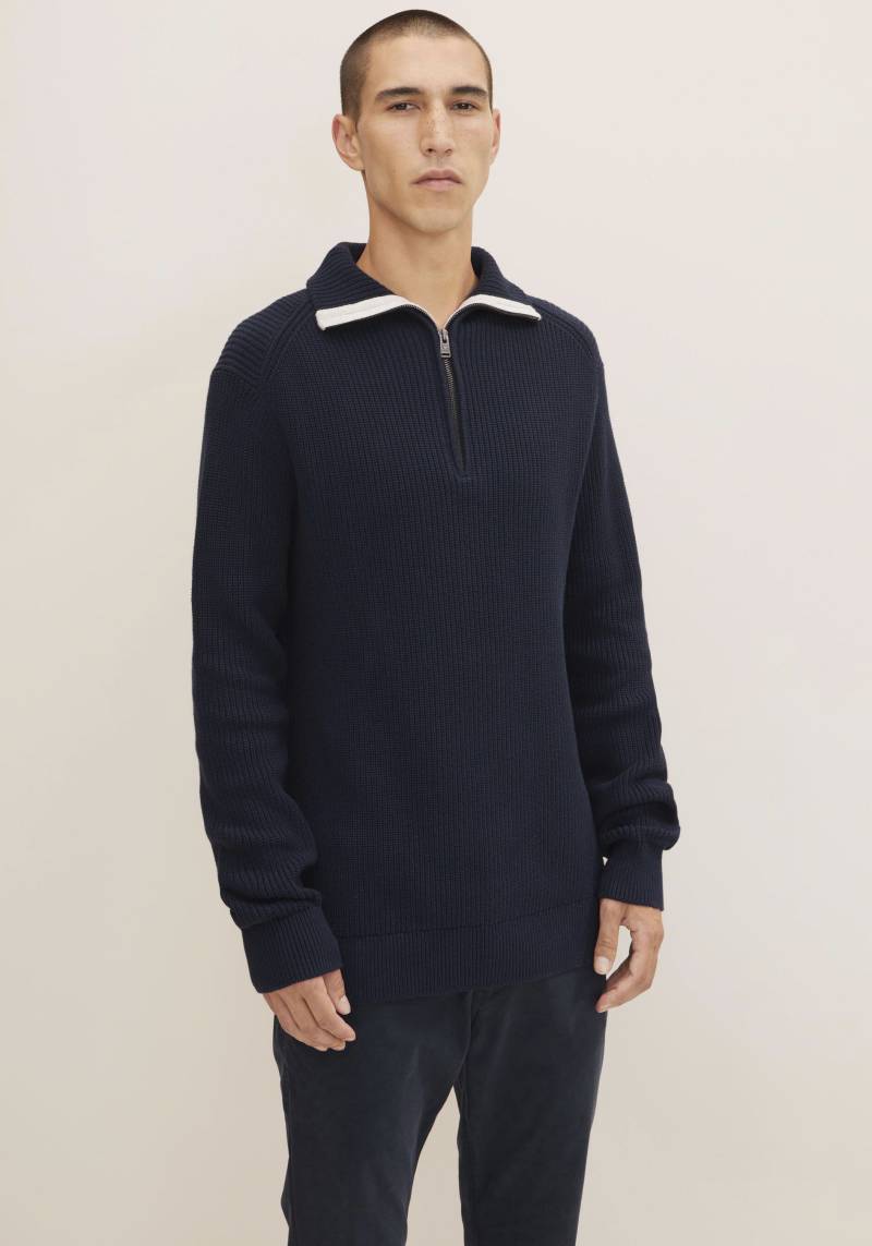 TOM TAILOR Strickpullover, mit extra hohem Kragen - TROYER - und Reissverschluss von Tom Tailor