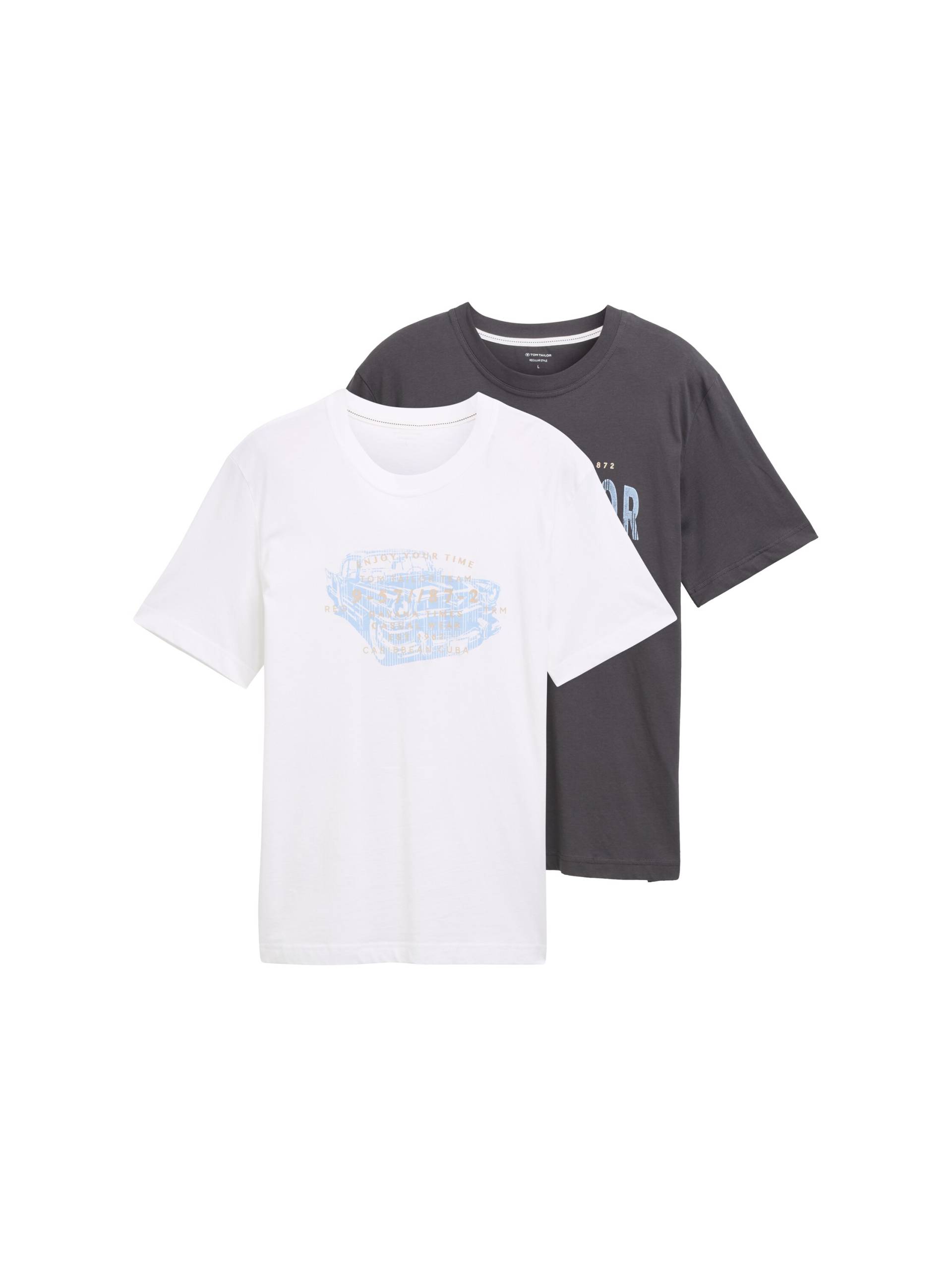 TOM TAILOR T-Shirt, (Packung, 2 tlg.), mit Frontprint von Tom Tailor