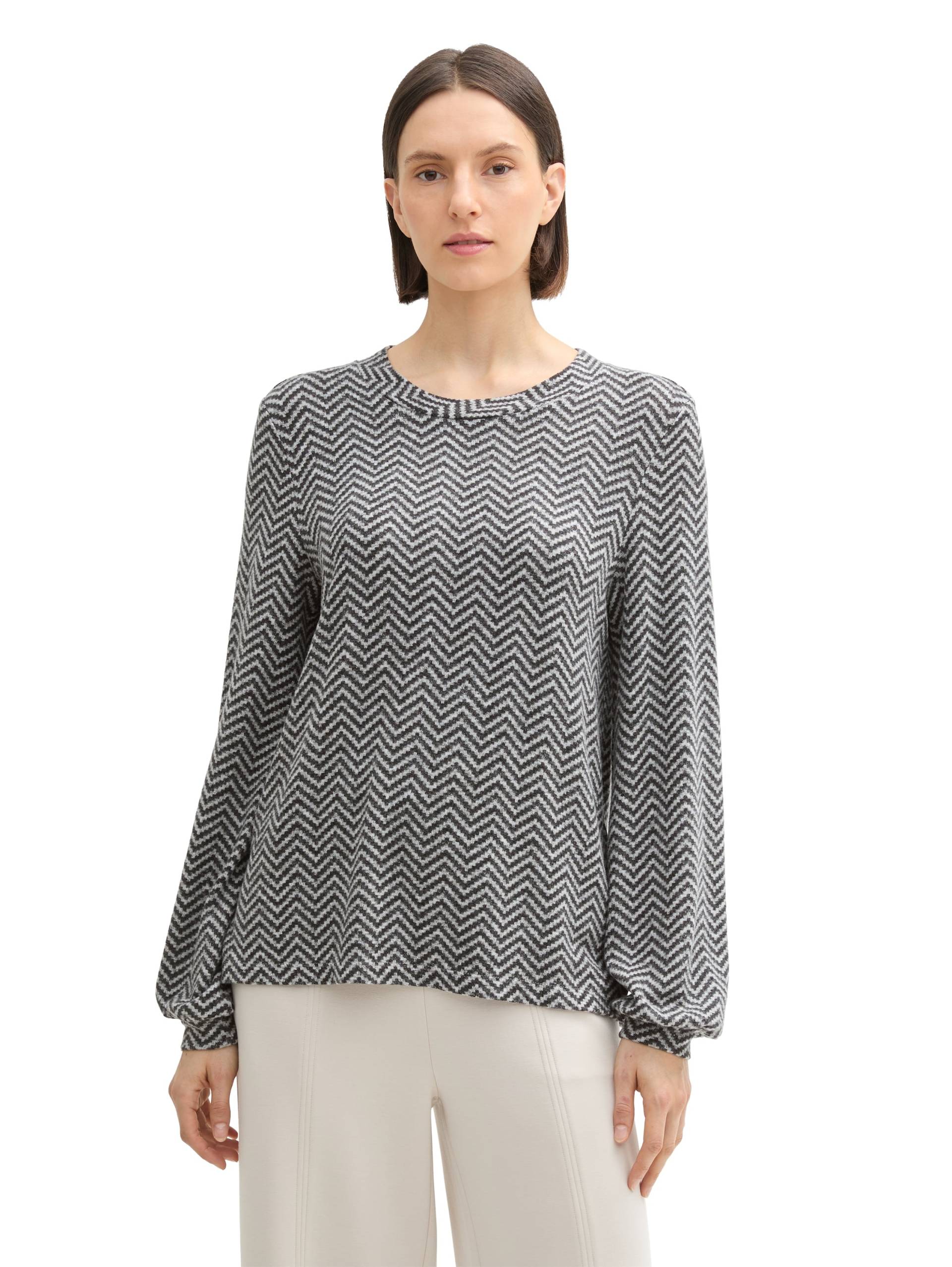 TOM TAILOR Langarmshirt, mit Fischgrätenmuster und Rundhals TOM TAILOR Langarmshirt, mit Fischgrätenmuster und Rundhals von Tom Tailor