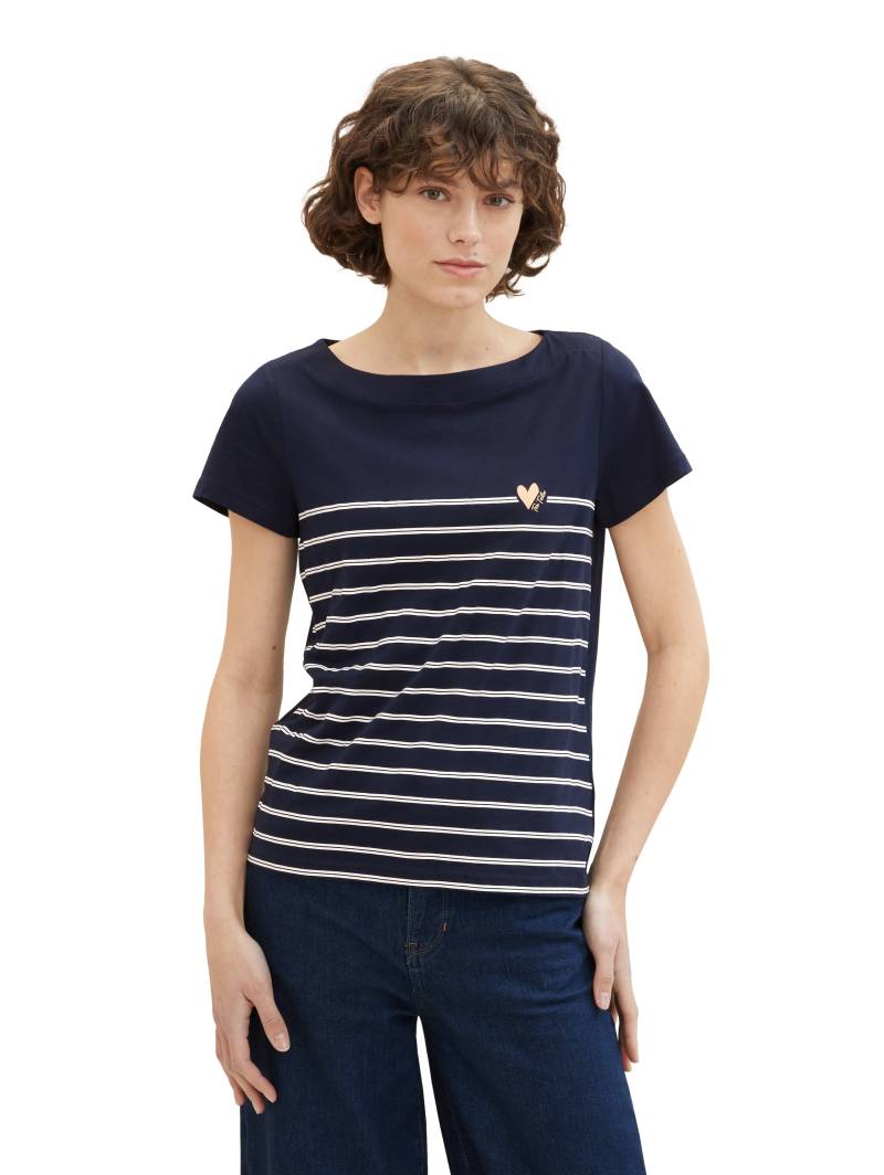 TOM TAILOR T-Shirt, in gestreifter Optik und mit U-Boot-Ausschnitt von Tom Tailor