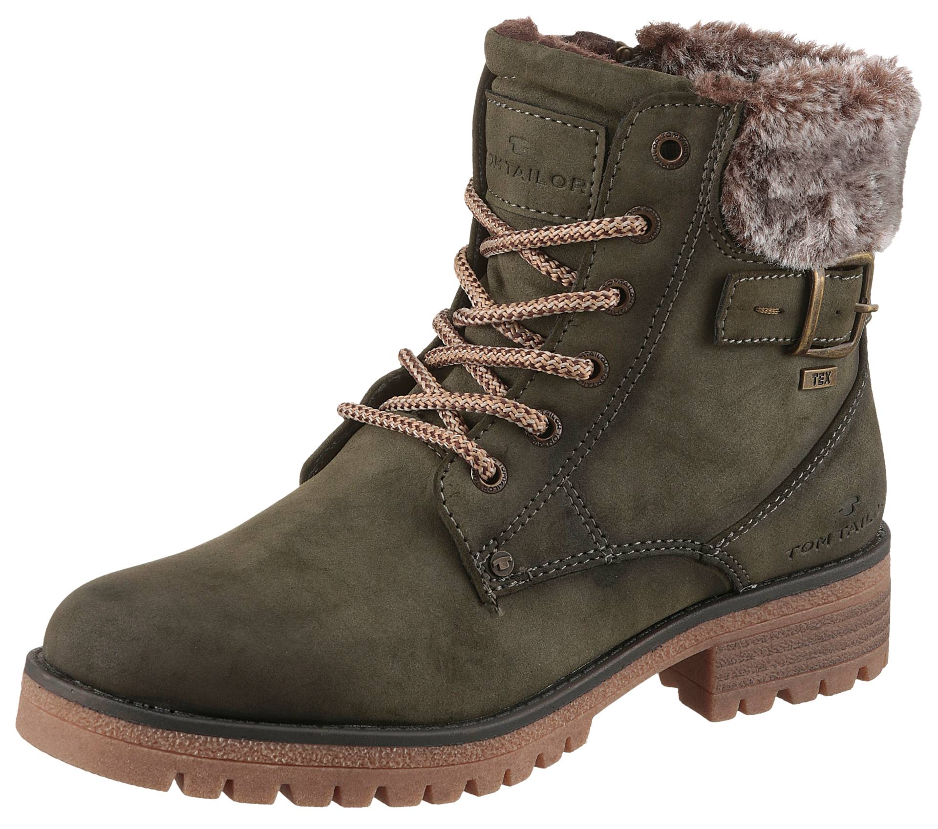 TOM TAILOR Winterboots, Blockabsatz, Schnürboots, Winterstiefelette, modische Zierschnalle von Tom Tailor