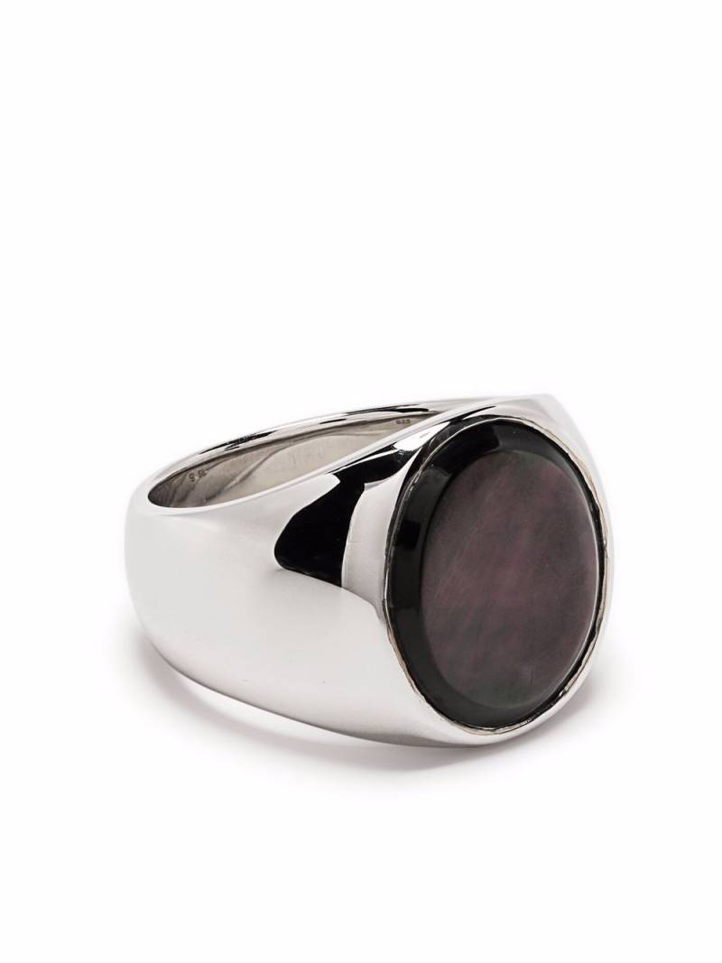 Tom Wood black mother-of-pearl signet ring - Silver von Tom Wood