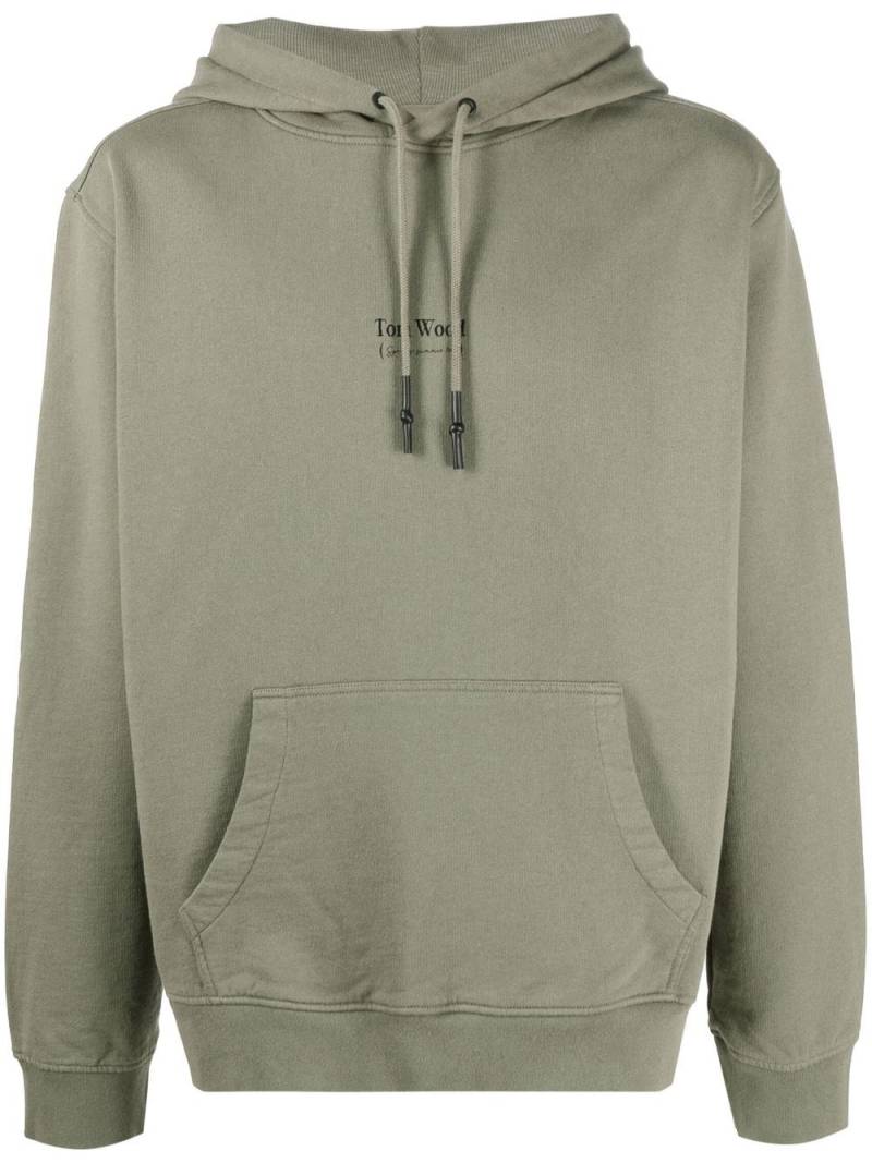 Tom Wood logo-print drawstring hoodie - Green von Tom Wood