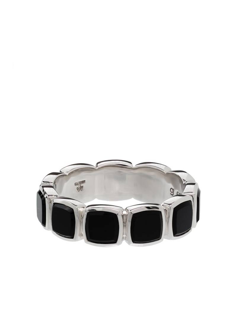 Tom Wood onyx embellished band ring - Silver von Tom Wood