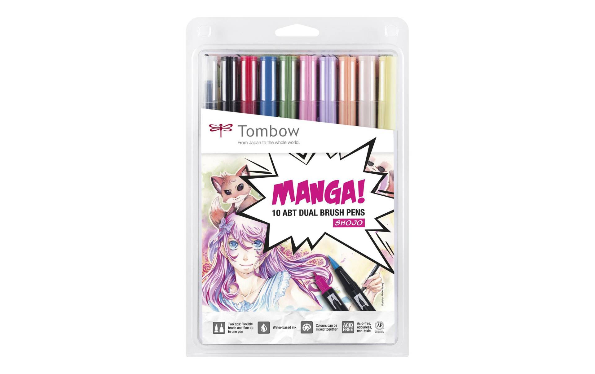 TOMBOW Faserstift »Manga Shojo 12 St«, Wasservermalbar von Tombow