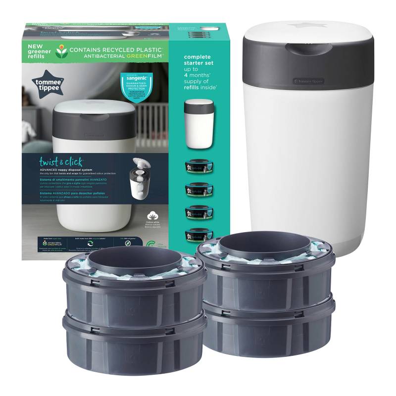 Windeleimer Twist & Click inklusive 4er-Pack Nachfüllkasetten von Tommee Tippee