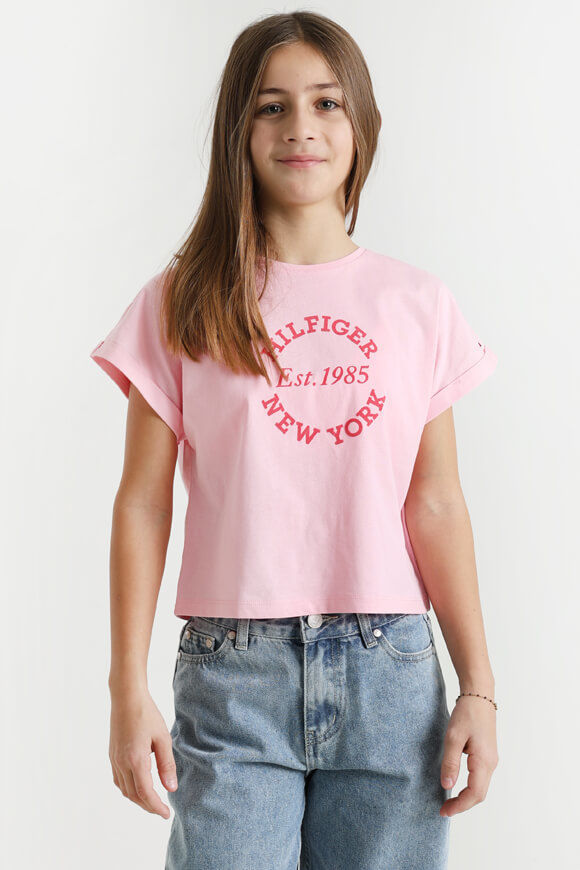 Tommy Hilfiger Kids Crop T-Shirt | Pink Sugar | Mädchen  | 10 von Tommy Hilfiger Kids