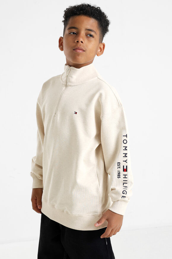 Tommy Hilfiger Kids Essential Half Zip Sweatshirt | Calico Heather | Jungen  | 12 von Tommy Hilfiger Kids