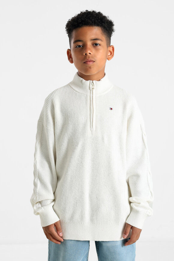 Tommy Hilfiger Kids Turtleneck Half Zip Strickpullover | Ivory Petal | Jungen  | 12 von Tommy Hilfiger Kids