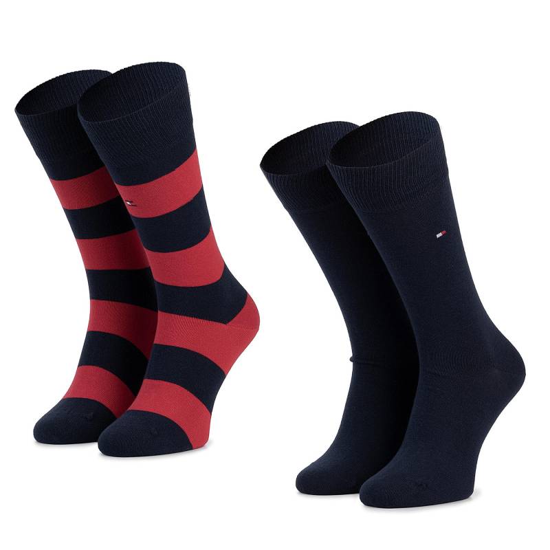 2er-Set hohe Herrensocken Tommy Hilfiger 342021001 Dunkelblau von Tommy Hilfiger