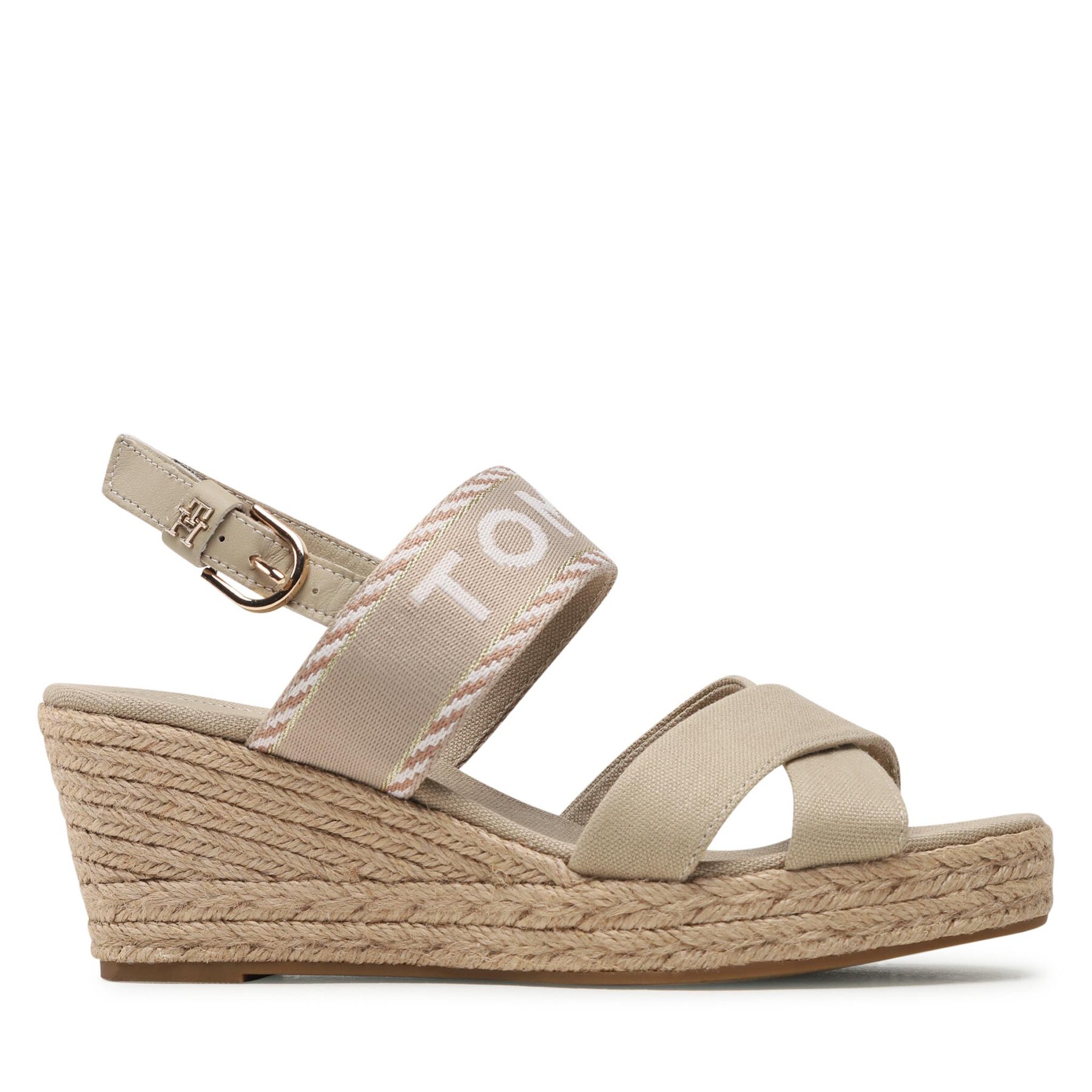 Espadrilles Tommy Hilfiger Seasonal Webbing Mid Wedge FW0FW07091 Beige von Tommy Hilfiger