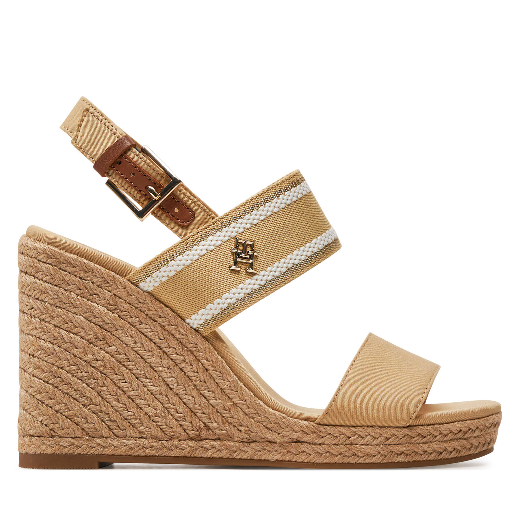 Espadrilles Tommy Hilfiger Webbing High Wedge Sandal FW0FW08045 Beige von Tommy Hilfiger