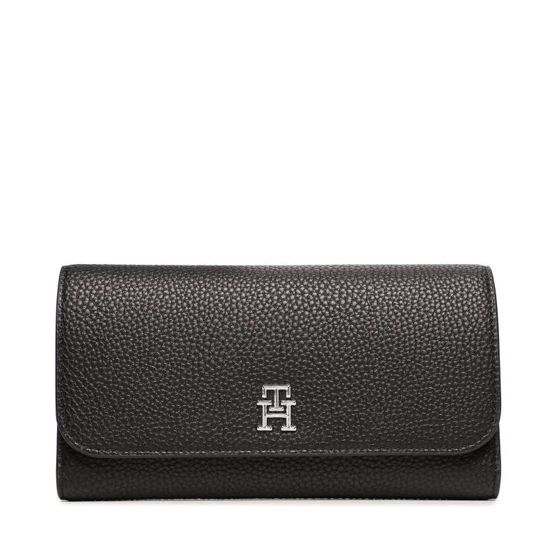 Große Damen Geldbörse Tommy Hilfiger Th Emblem Large Flap Wallet AW0AW14888 Schwarz von Tommy Hilfiger