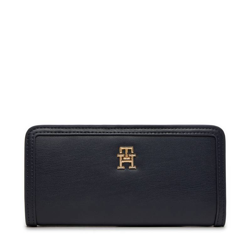 Große Damen Geldbörse Tommy Hilfiger Th Monotype Large Slim Wallet AW0AW16210 Dunkelblau von Tommy Hilfiger