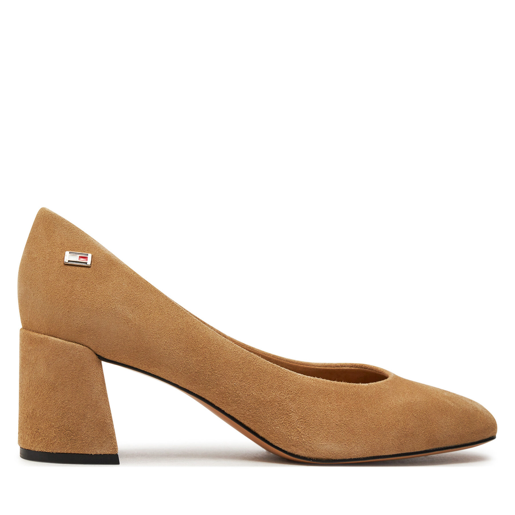 Halbschuhe Tommy Hilfiger Th Suede Mid Heel Block Pump FW0FW07717 Beige von Tommy Hilfiger